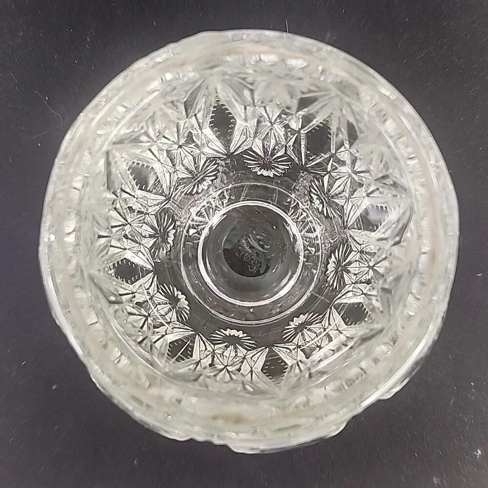 Candle Holder AVON Starburst And Diamond Clear Glass Crystal 4” Tall HEAVY VTG